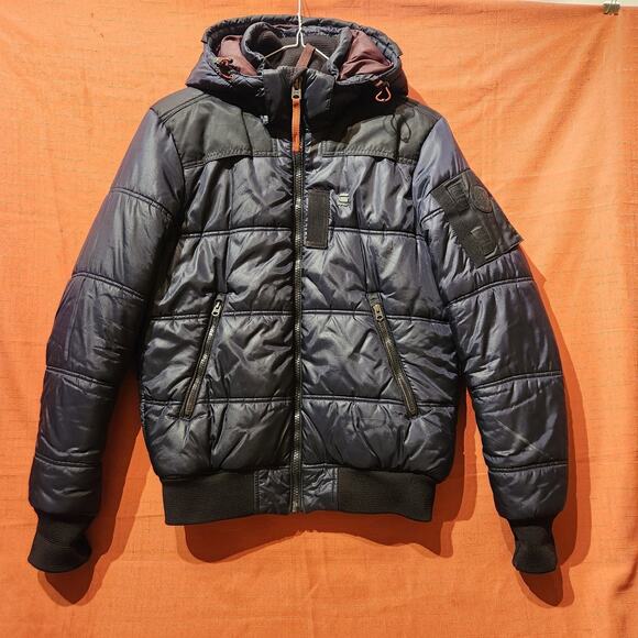 G-Star Raw Black Whistler HDD Puffer Bomber Jacket Coat Men's Sz Large - Picture 1 of 16